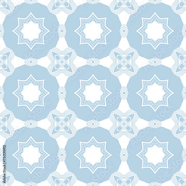Fototapeta Blue and white patterned surface with geometric shapes