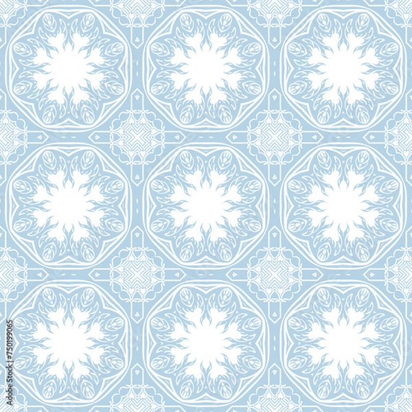Obraz Blue and white patterned surface with geometric shapes