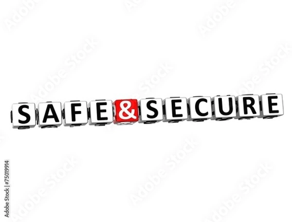 Fototapeta 3D Word Safe and Secureon on white background