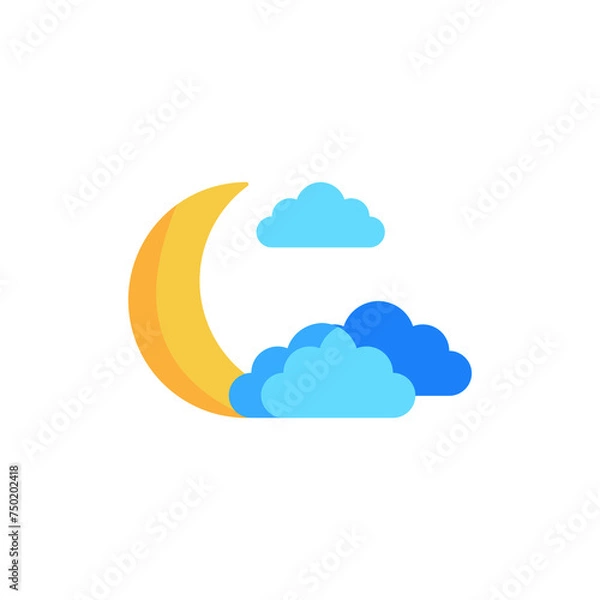 Fototapeta moon and cloud vector icon.cressentmoon sky night icon in trendy style isolated on white background. Website pictogram. Internet symbol for your web site design, logo, app, UI.