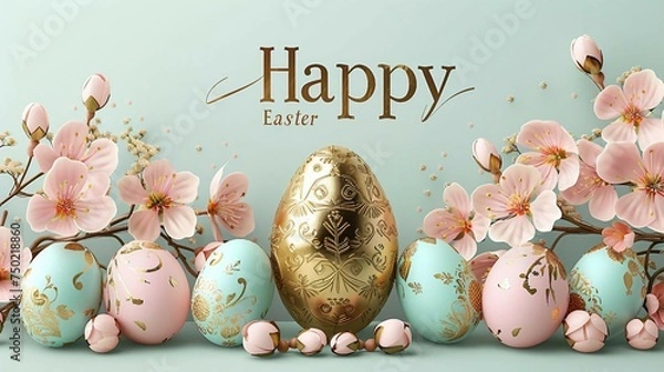 Fototapeta happy easter , with decorated Easter egg.  