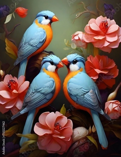 Fototapeta two parrots in the tree