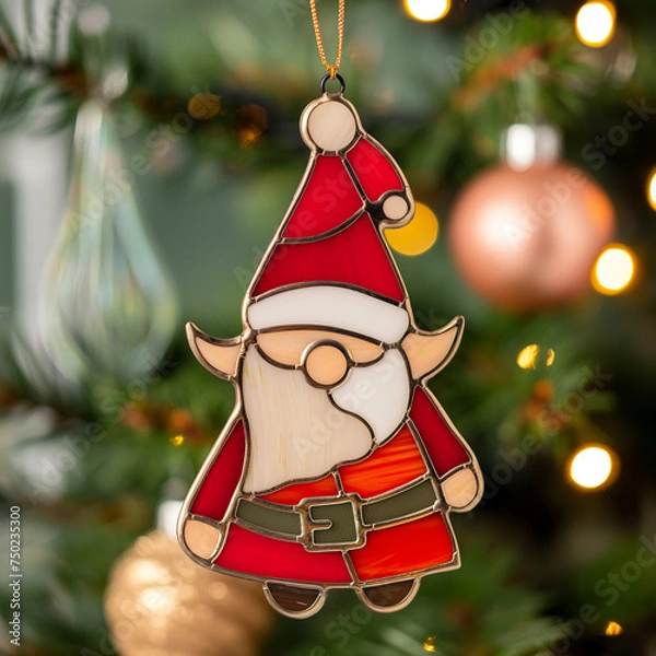 Obraz santa claus ornament  and christmas tree. Generative AI