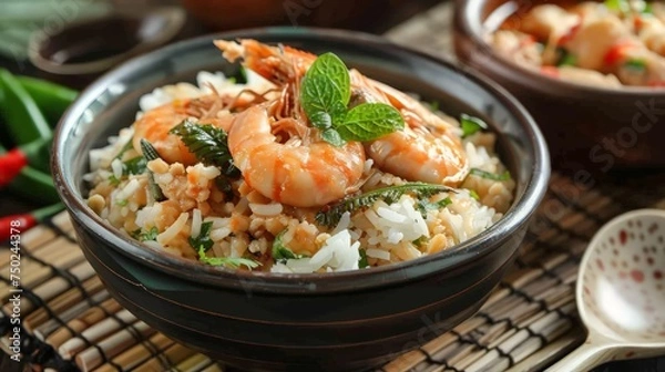 Fototapeta Thai food, Rice mixed with shrimp paste.