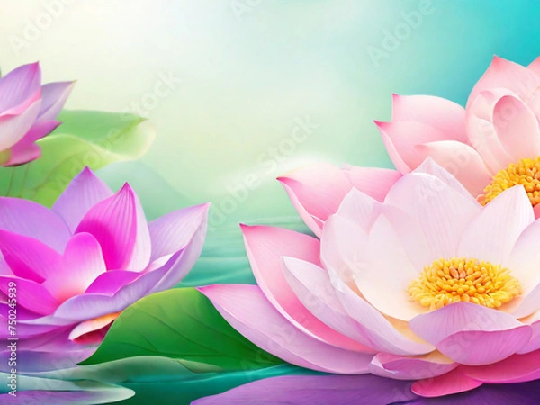 Obraz GENERATIVE AI A beautiful pink waterlily or lotus flower in pond