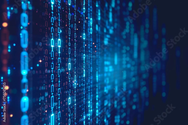 Fototapeta Abstract digital pixel concept. Background with selective focus and copy space
