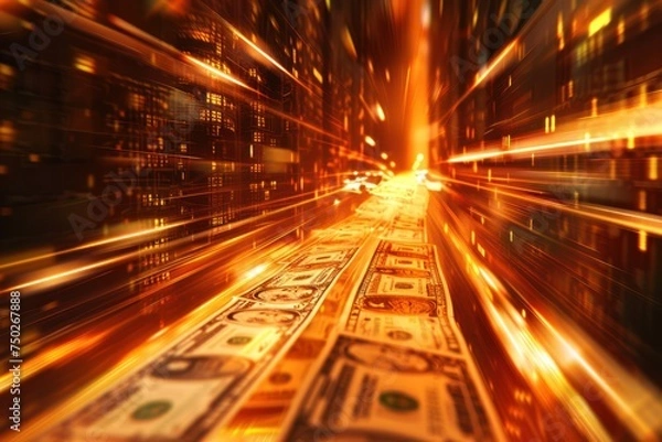 Fototapeta money moving fast speed background