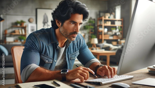 Obraz person working on laptop