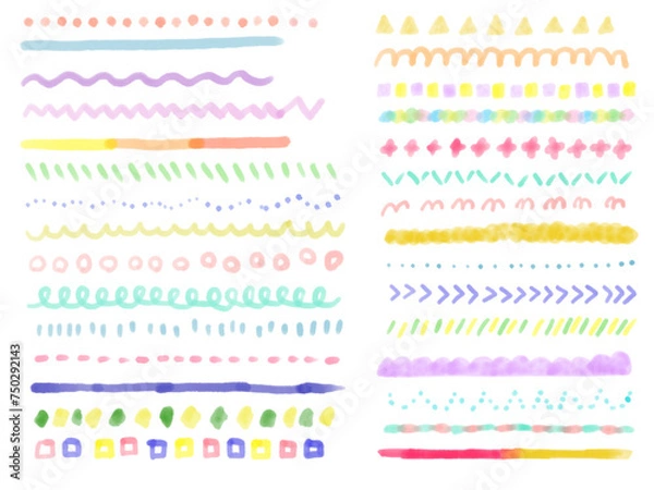 Obraz 手描き水彩ラインセット02 