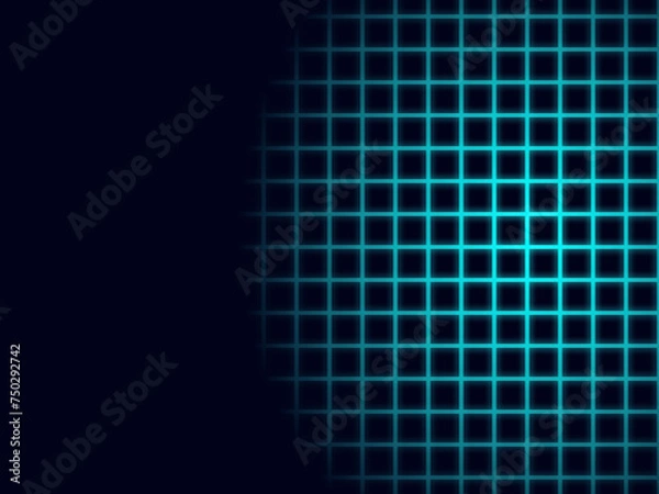 Obraz サイバーパンク格子右背景：青
