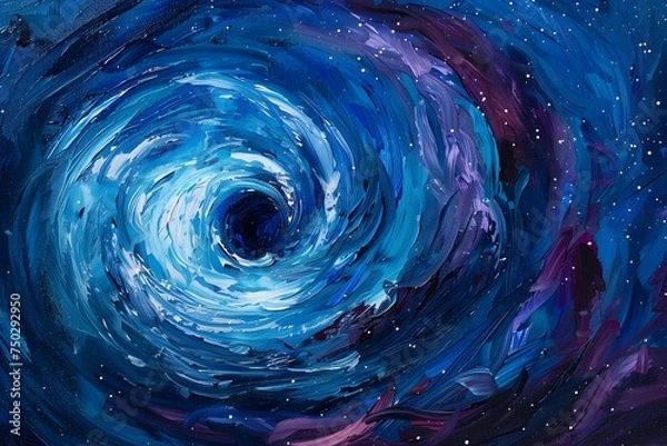 Obraz Abstract Painting of Cosmic Swirls and Black Hole in Space