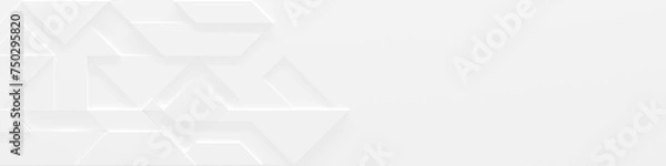 Fototapeta Wide White Futuristic Background With Copy Space (Website Header) (3D Illustration)