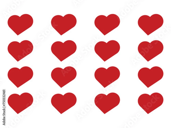 Fototapeta  Collection of love heart symbol icons. love illustration set with colors black and red and outline vector hearts.