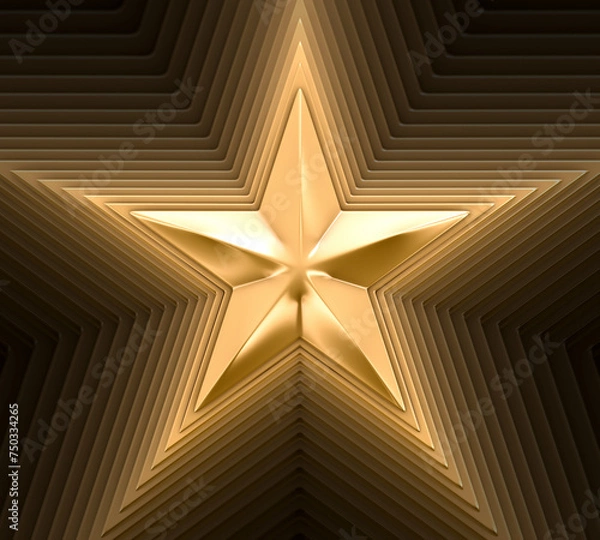 Fototapeta gold star pattern abstract 3d illustration 3d render