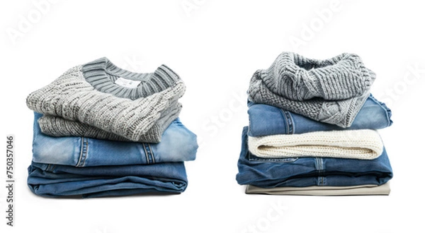 Fototapeta Organized folded Clothing Stack isolated on transparent background PNG Clipart