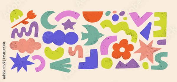 Obraz Organic Shapes Kids Set. Vector Naive Art Geometric Forms. Abstract Collage Figures