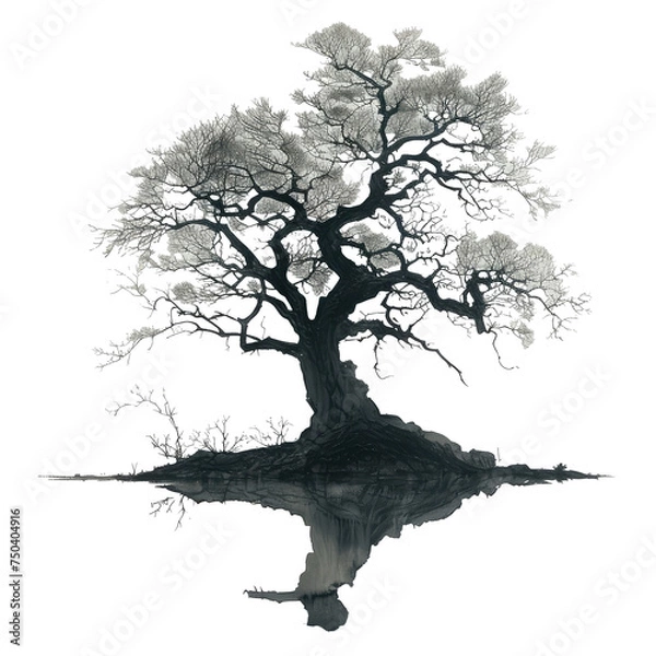 Fototapeta a beautiful, ultra large tree, the entire tree, spreading out isolated on transparent background