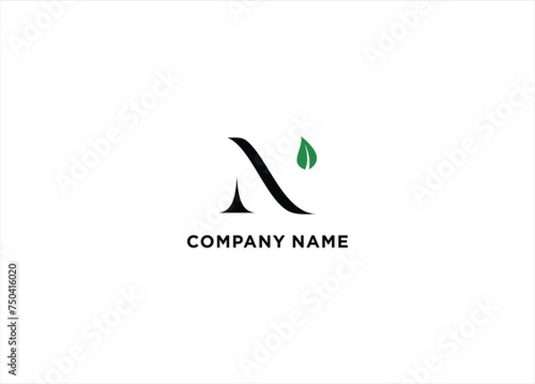 Fototapeta N logo with leaf elements