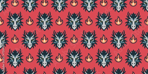 Fototapeta Mystical dragon background.Seamless pattern. Vector.
幻想的ドラゴンのシームレスパターン