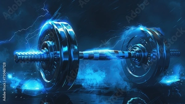 Fototapeta Artistic Rim Lightning Dumbbell Illustration: A Dynamic Representation of Fitness and Strength