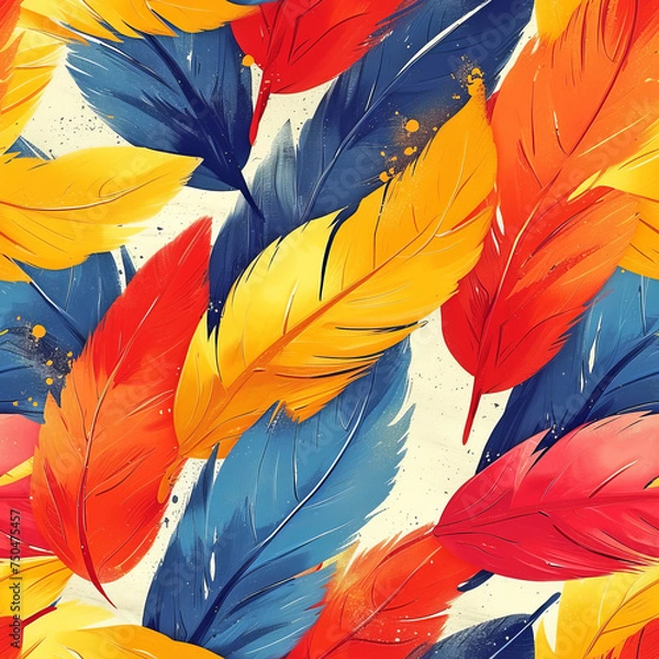 Fototapeta feather pattern, frameless pattern to enlarge and use as graphic element like background, tiles, ai generated