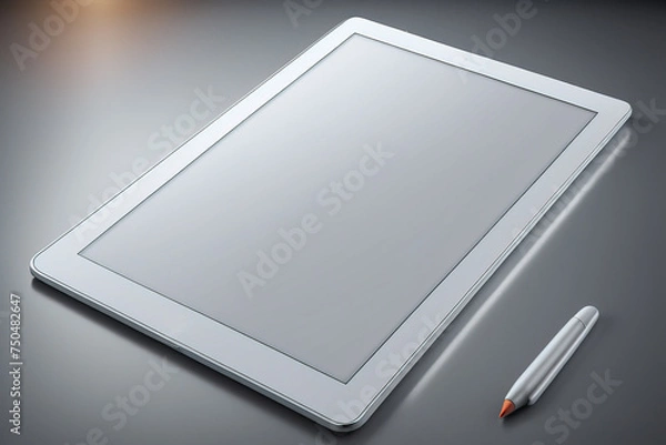 Fototapeta Tablet with blank white screen, business background.