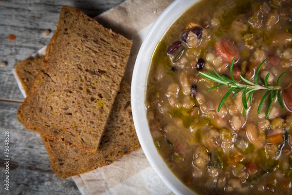 Fototapeta Vegetable soup with pumpkin and onion