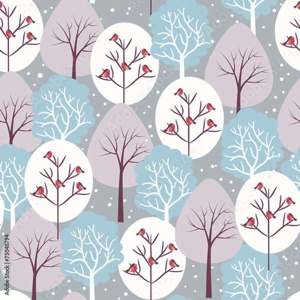 Obraz Winter forest - vector seamless pattern