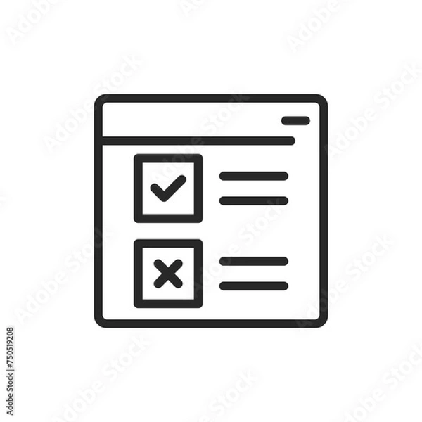 Fototapeta Online Voting Checklist Icon. Digital Ballot and Internet Election Interface Symbol for Secure Web Polls and Remote Civic Participation.