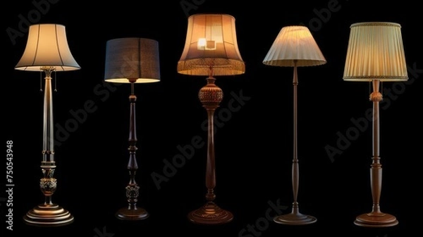 Fototapeta A collection of floor lamps that bring light to the night and illuminate the apartment. Interior. Generative AI.