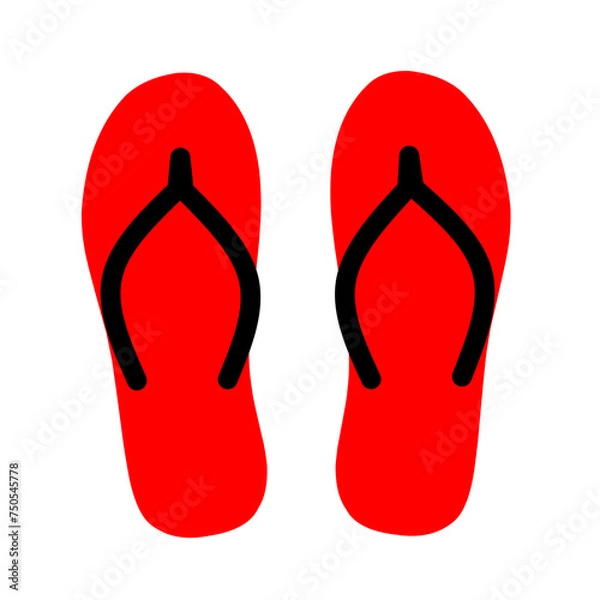 Obraz red slippers icon vector on white background.sandal icon