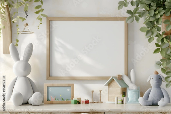 Fototapeta インテリア部屋に飾っている額縁のモックアップ