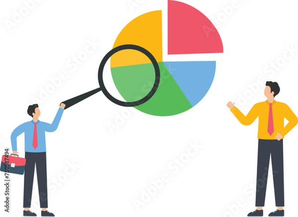 Obraz Investment asset allocation and rebalance, Businessman investor or financial planner standing on ladder concept,

