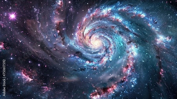Fototapeta Panoramic view of the galaxy and star. Abstract space background