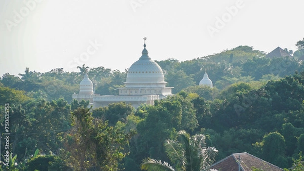 Fototapeta mosque with a view of blue clouds during the day