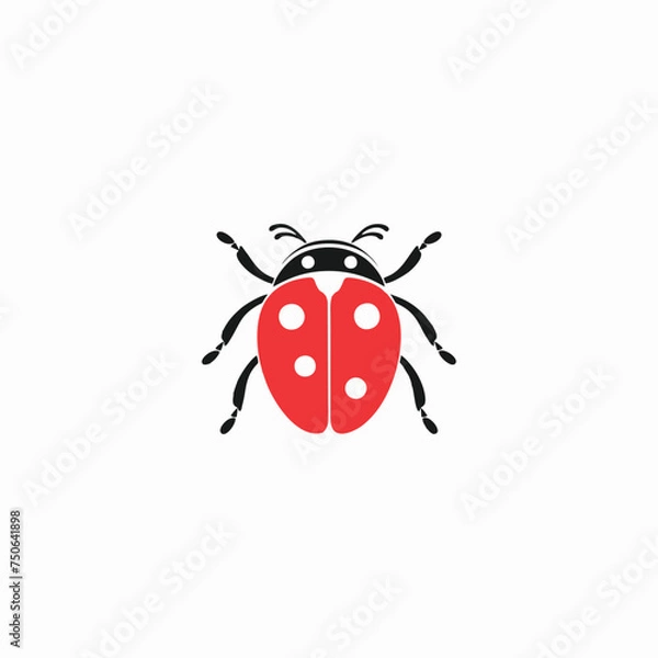Fototapeta Ladybug icon. Vector image of red flying insect

