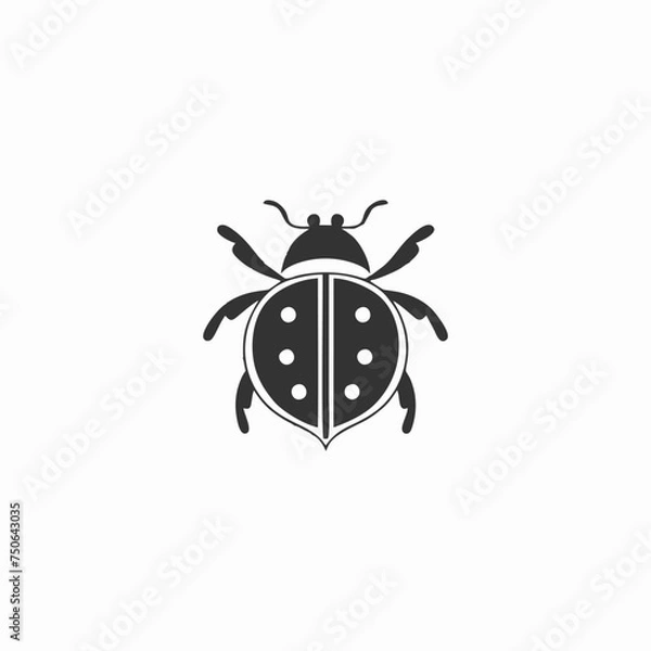 Fototapeta Ladybug icon. Vector image of red flying insect
