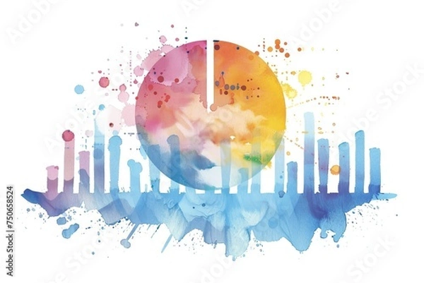 Fototapeta Economic Indicators water color style,isolate on white,Clip art
