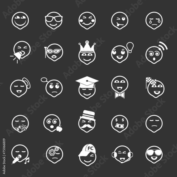 Fototapeta Face action line icons on gray background