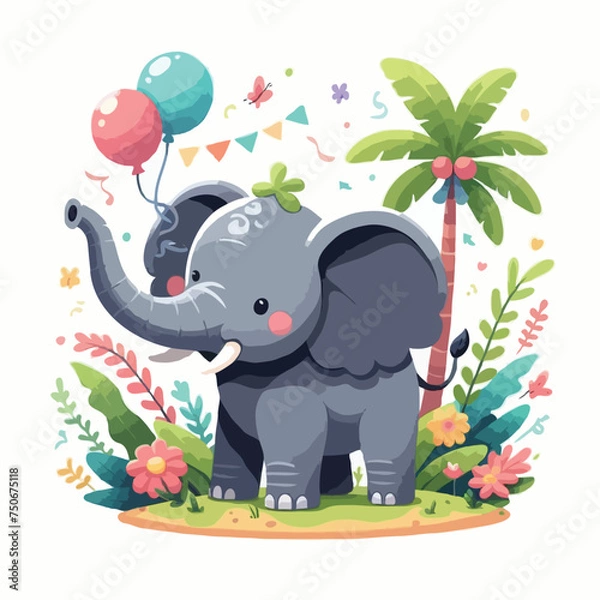 Fototapeta cute elephant vector on white background.