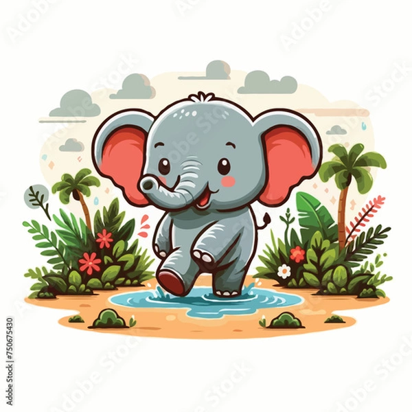 Fototapeta cute elephant vector on white background.