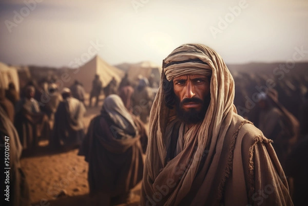 Fototapeta portrait of a middle eastern men in the desert