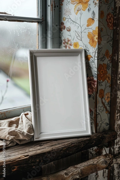 Fototapeta Vertical Empty Frame Mockup Concept., Frame blank mock up