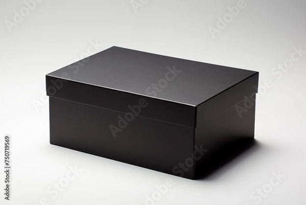 Fototapeta Black shoe box isolated on white background. Black box with clipping path