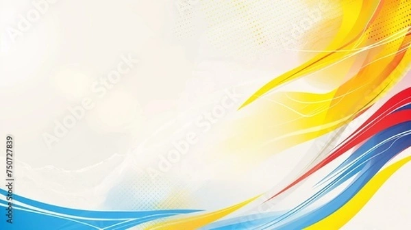 Obraz Sporty modern light abstract background in white yellow blue and red