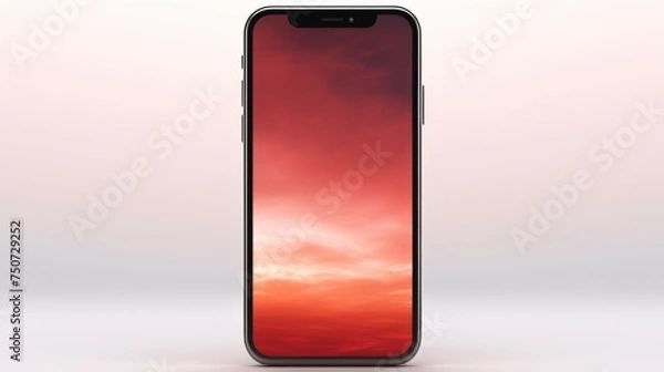 Fototapeta Vibrant Red and Orange Background With Iphone