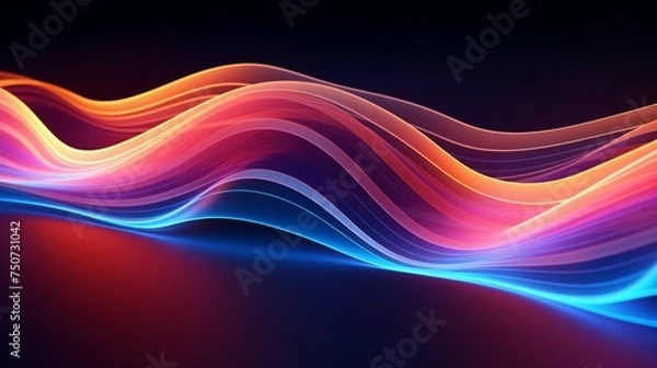Fototapeta abstract background with wavy glowing neon lines colorful wallpaper