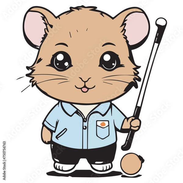 Fototapeta illustrate a kawaii style, cartoon style, sticker type black outline, full body Hamsters and with the following 