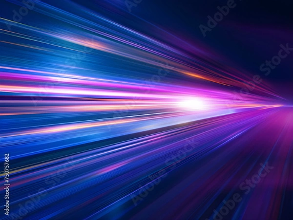 Fototapeta Abstract of light motion high-speed for technology and business background. blurred image
