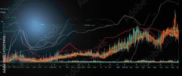 Fototapeta Upward trajectory in stock prices depicted by a steady line graph, highlighting lucrative investment avenues, captured in HD resolution for optimal viewing.